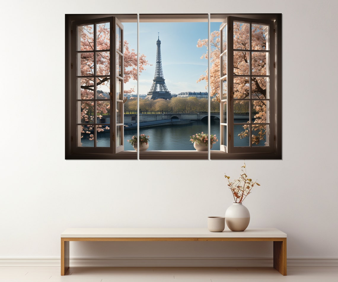 Open Window With Eiffel Tower View Print Window With Paris View Art Paris Wall Art Framed And Ready To Hang - Image 4