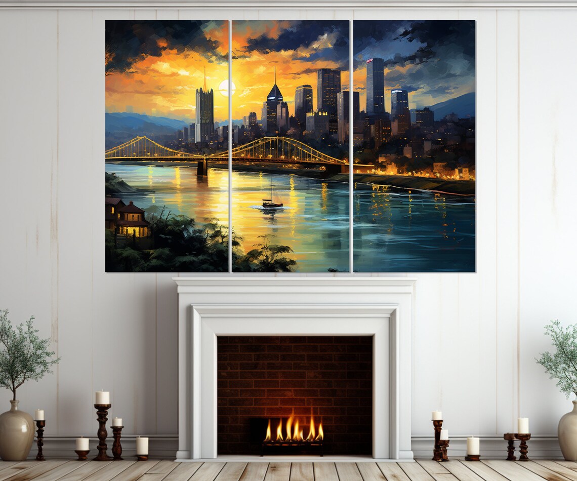 Pittsburgh Skyline Abstract Travel Art Print - Image 4