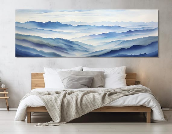 Scenic Blue Ridge Mountains National Park Print Appalachian Mountains Painting Misty Mountains Wall Art Framed Ready To Hang