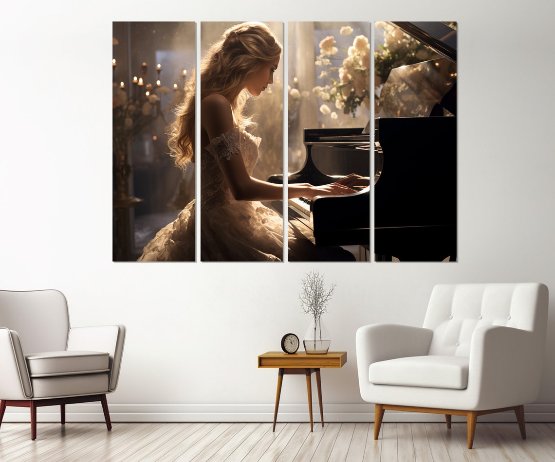 Elegant Pianist Grand Piano Candlelight Romantic Music Wall Art Poster - Image 4