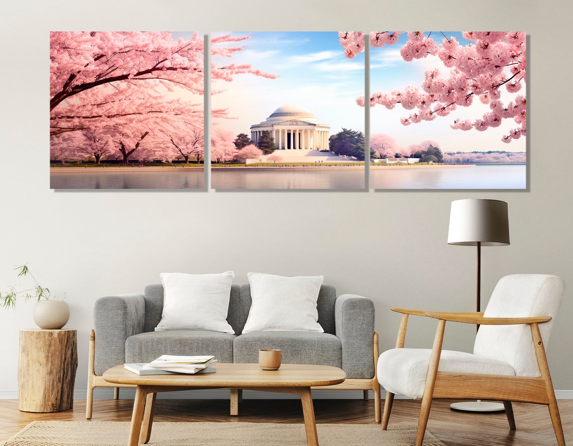 Washington DC Jefferson Memorial Cherry Blossom Spring View Poster - Image 2