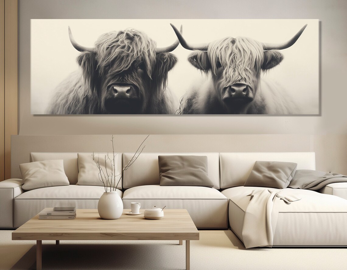 Highland Cows Couple, Farmhouse Wall Art Print