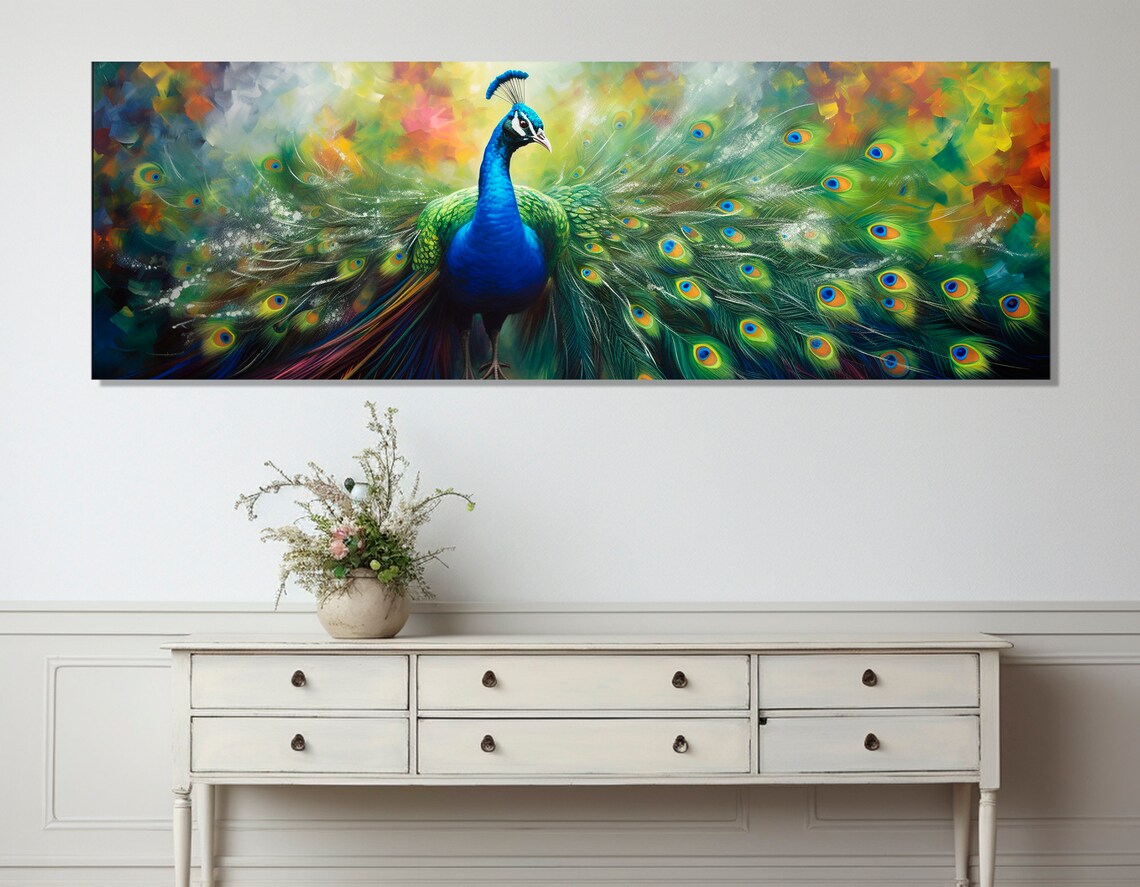 Large Peacock Modern Wall Design Poster Print - Image 3