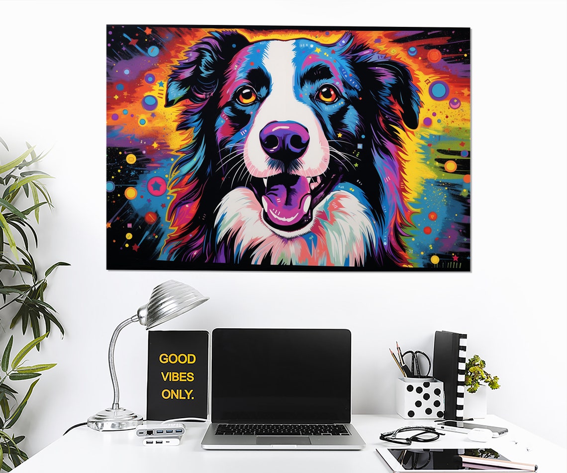Border Collie Pop Art Colorful Cosmic Starry Background Dog Poster - Image 4