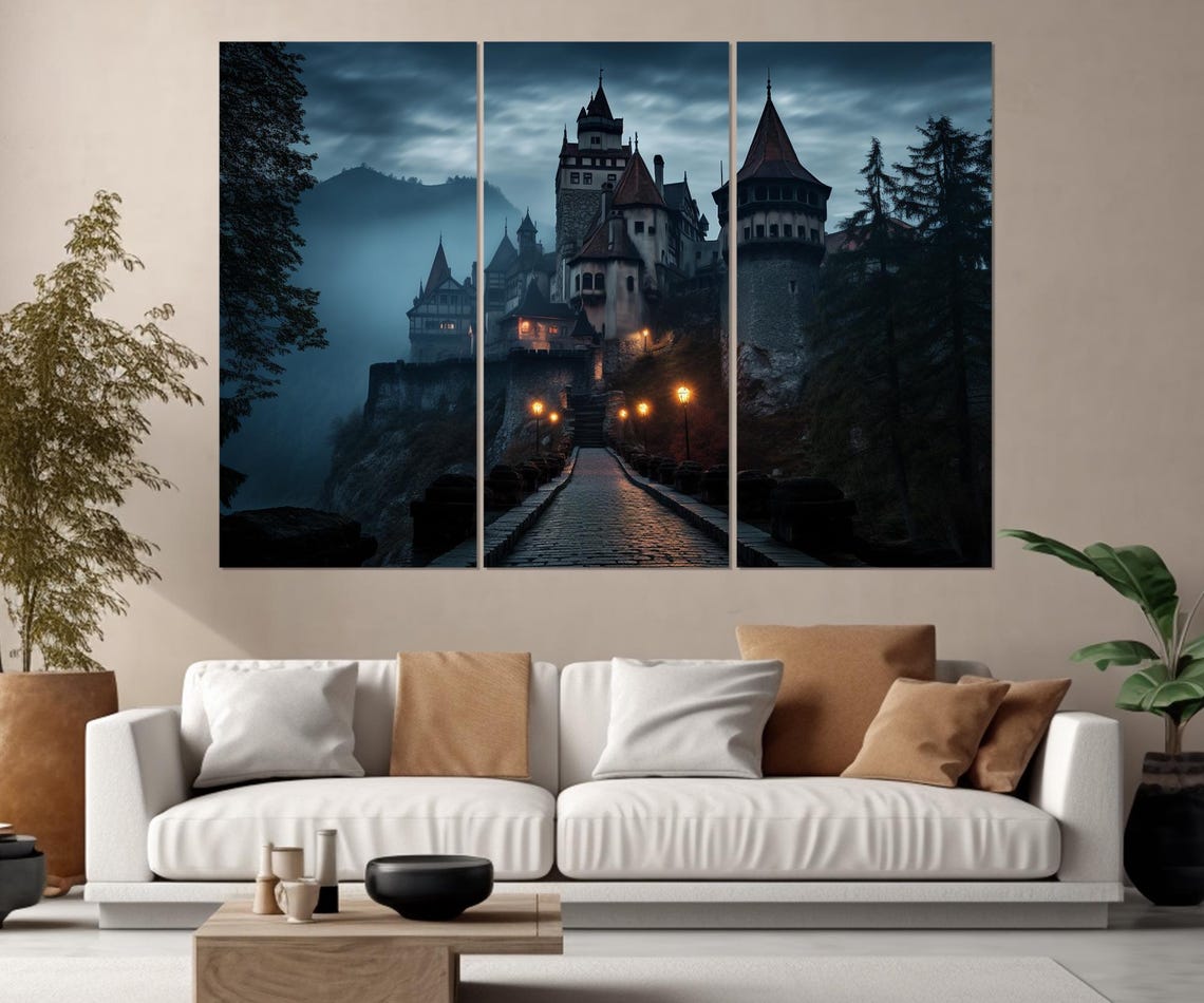 Bran Castle Dracula Romania Misty Night Gothic Towers Wall Poster - Image 4
