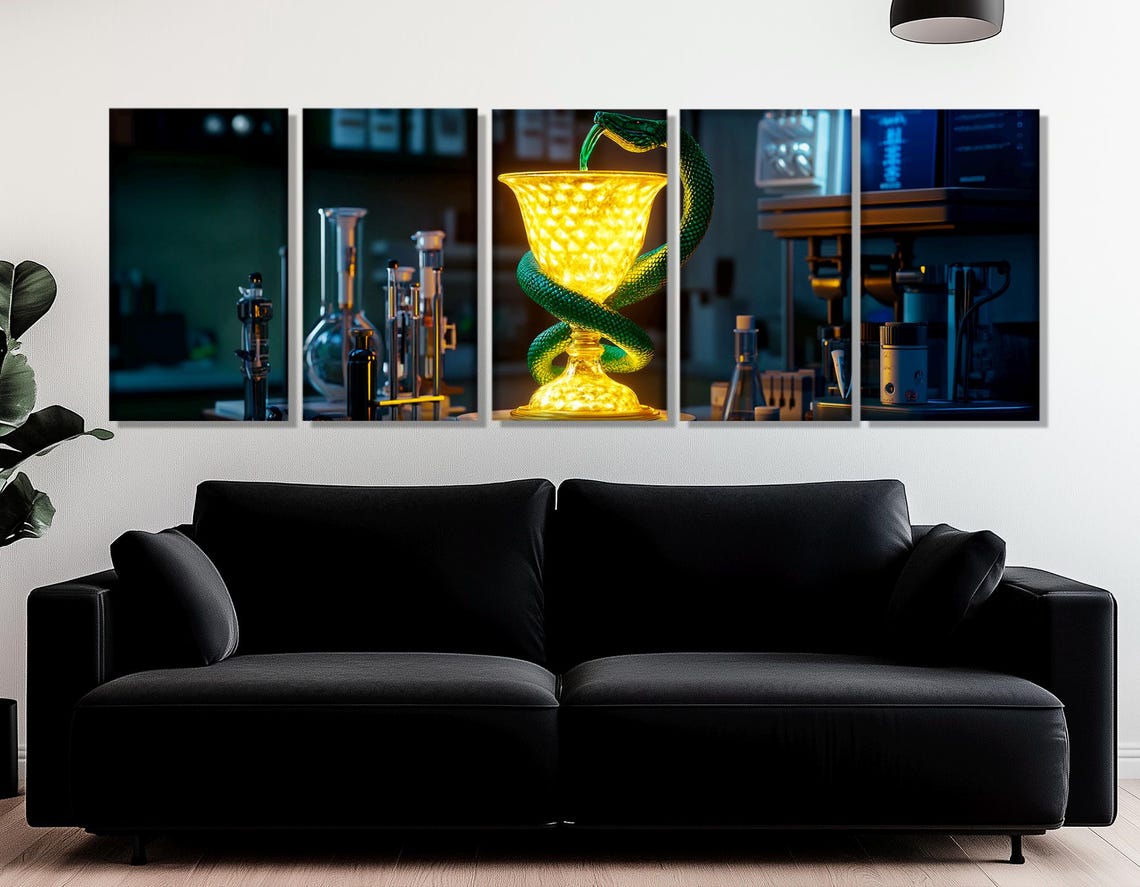 Golden Bowl Of Hygieia Glowing Pharmacy Serpent Chalice Symbol Poster - Image 3
