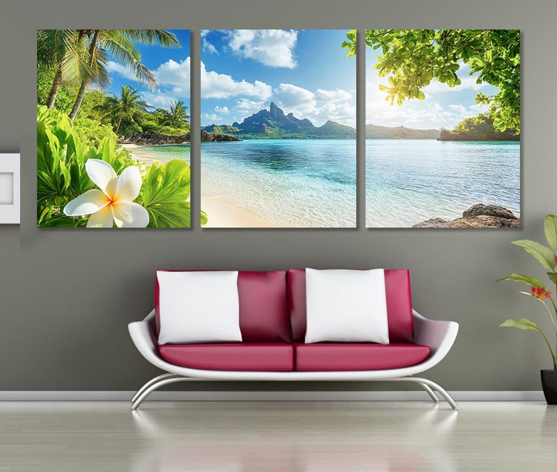 Extra Large Tropical Paradise Beach Panoramic Print Beach Wall Art Tropical Art Ocean Wall Art Framed And Ready To Hang