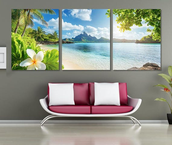 Extra Large Tropical Paradise Beach Panoramic Print Beach Wall Art Tropical Art Ocean Wall Art Framed And Ready To Hang