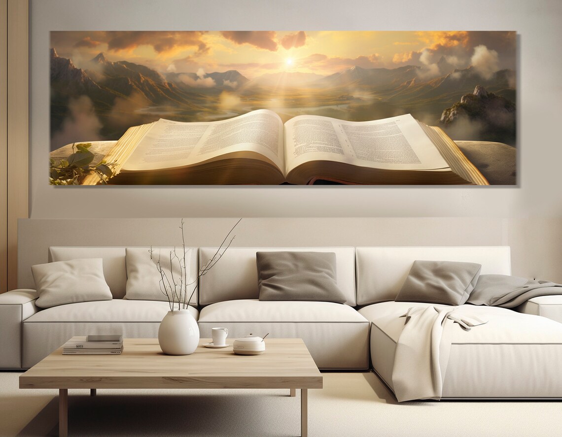 Open Bible Religious Painting, Wall Art Print