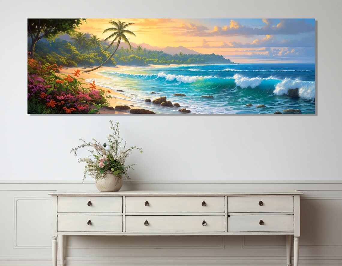 Tropical Beach Panorama, Ocean & Beach Art Print