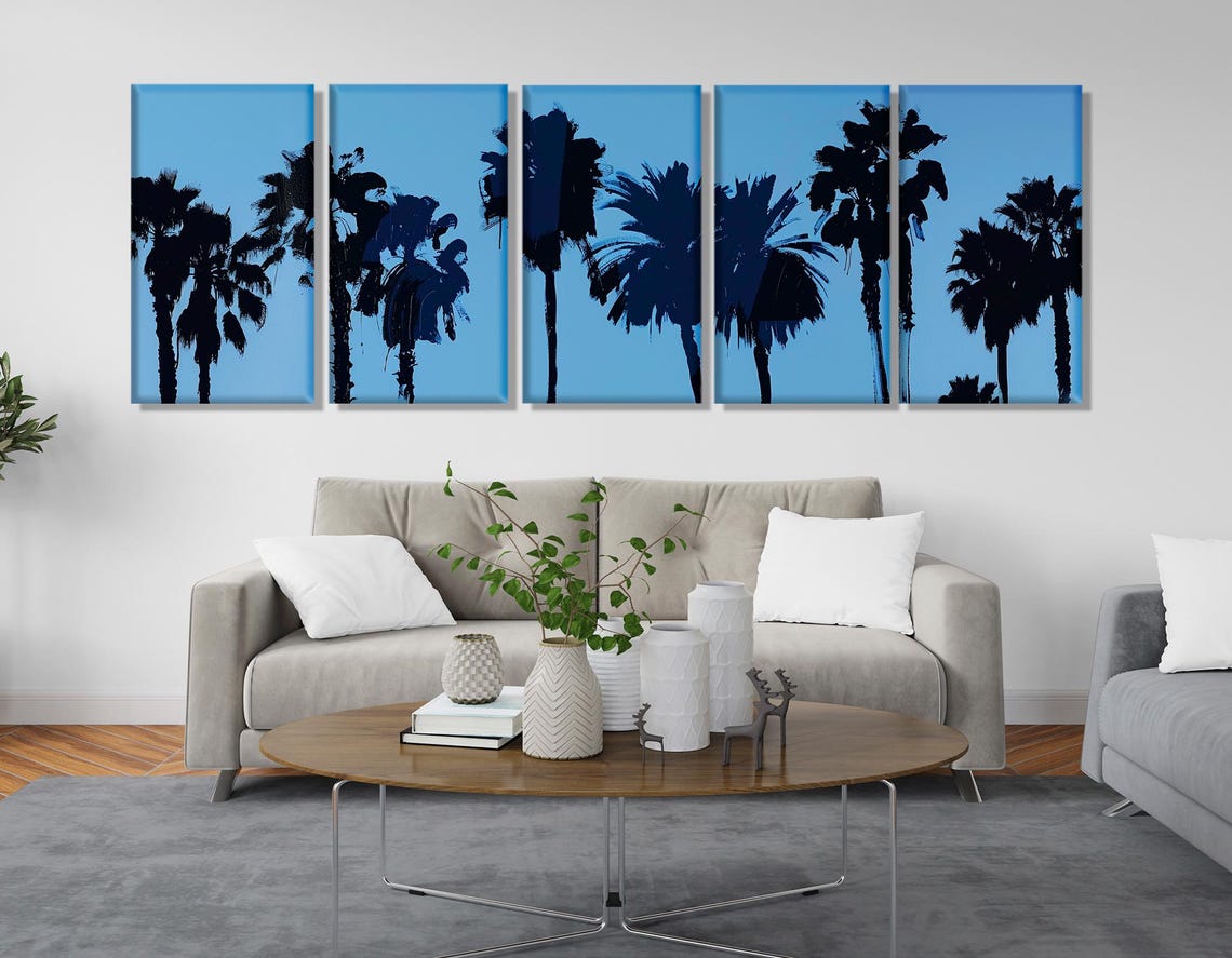 Minimalist Palm Trees Print Abstract Tropical Wall Art Palm Trees Abstract Painting Large Tropical Trees Framed And Ready To Hang - Image 3
