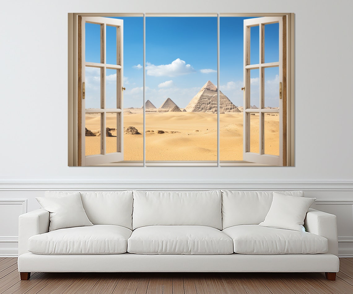 Open Window With Egyptian Pyramids View - Image 3