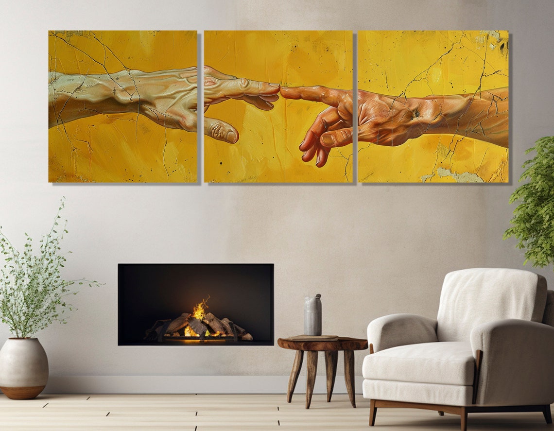 Abstract Hands Painting In Michelangelo Style Print Michelangelo Wall Art Renaissance Wall Art Framed And Ready To Hang - Image 4