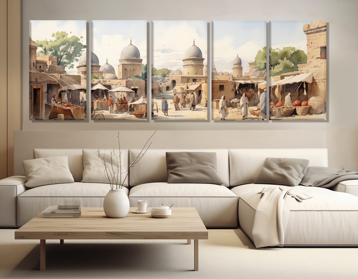 Ancient Oriental Market Domes Street Watercolor Travel Art Poster - Image 3