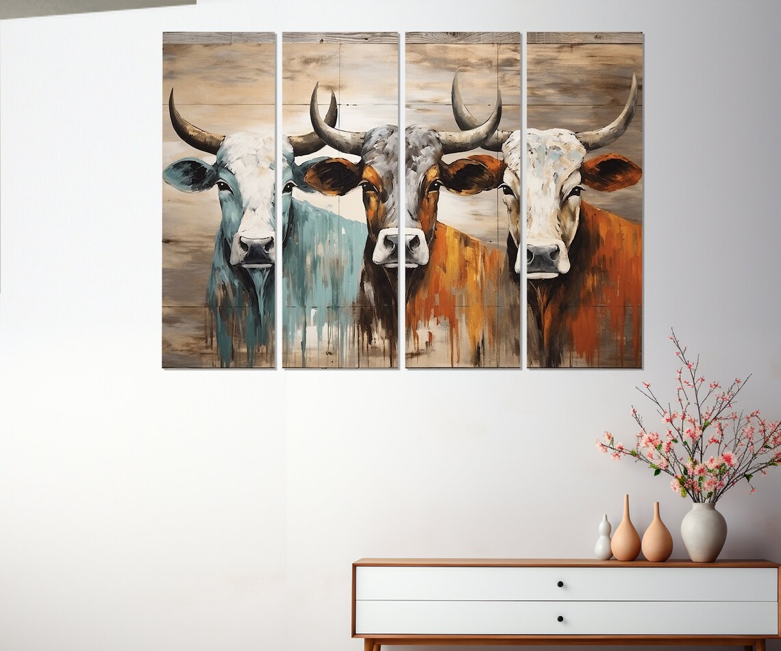 Abstract Cows Modern Art Farm Wall Art Poster - Image 3