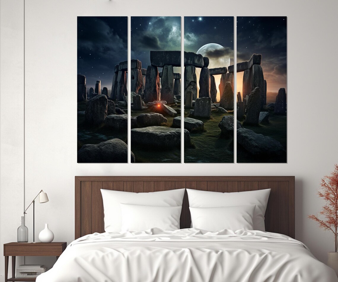 Stonehenge Night Moonlit Fantasy Painting Ancient Stones Travel Poster - Image 2