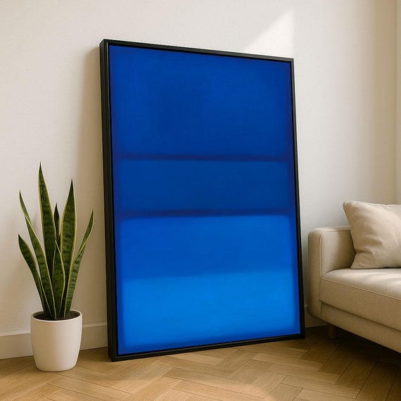 Moody Blue Rothko Style Color Field Canvas Wall Art Print Minimalist Living Room Decor Statement Piece