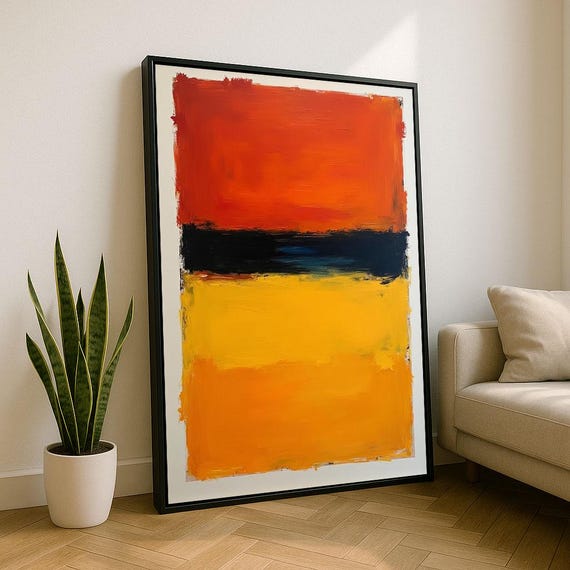 Bold Red Rothko Style Color Field Canvas Wall Art Print Modern Living Room Decor Statement Piece