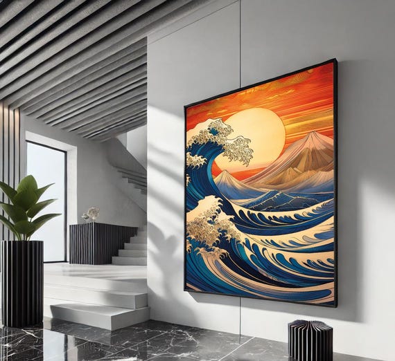 The Great Wave Off Kanagawa Canvas Print Hokusai Japanese Wall Art Modern Ocean Painting For Home Office Decor Classic Artwork