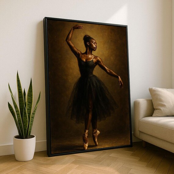 Elegant Black Ballerina Canvas Wall Art Print Modern Dance Living Room Decor Statement Piece