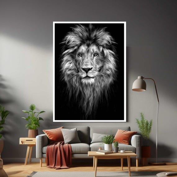 African Lion Animal Framed Modern Canvas Wall Art Print Ready To Hang Gift For Office Home Mom