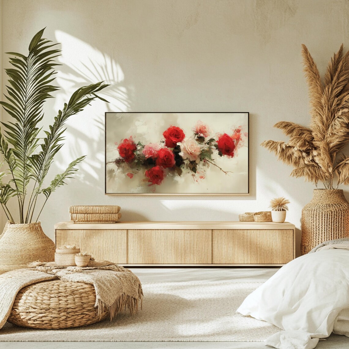 Vintage Red Roses Valentine Floral Art Print - Image 2
