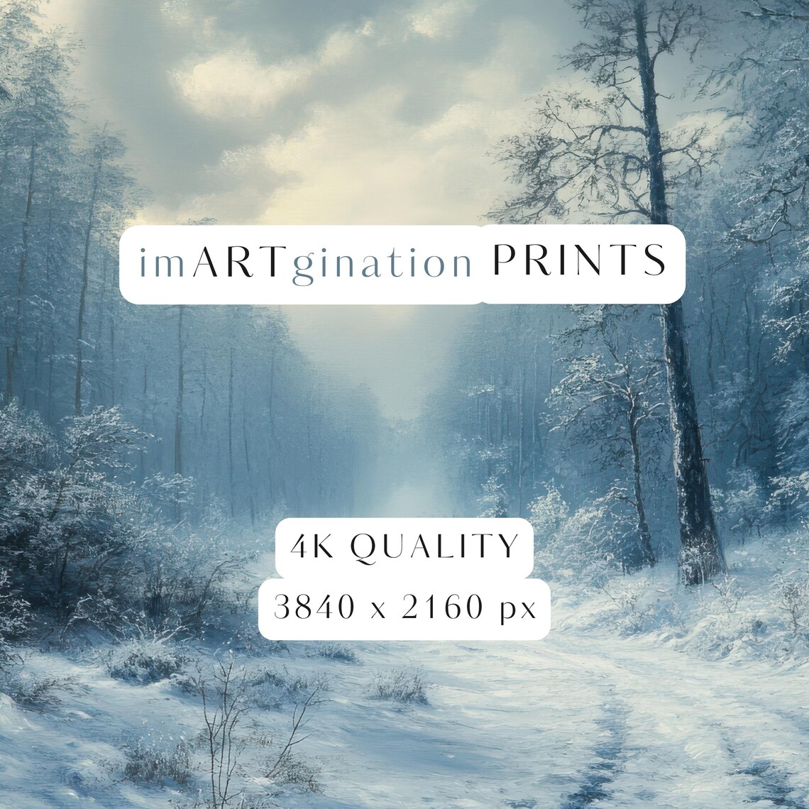 Winter Wonderland Landscape Art Print, Forest Snow - Image 2