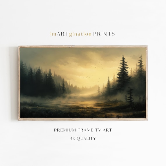 Forest Frame Tv Art Vintage Forest Fog Sunrays Art For Frame Tv Sun Art Forest Painting Decor Green Forest Fog Sun Mystical Frame Tv