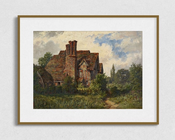 The Manor Vintage Painting Of Castle Antique House Wall Art Gallery Wall Art