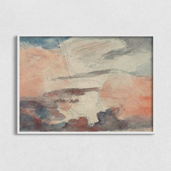 Abstract Watercolor Painting Vintage Painting Of Sky With Clouds Art