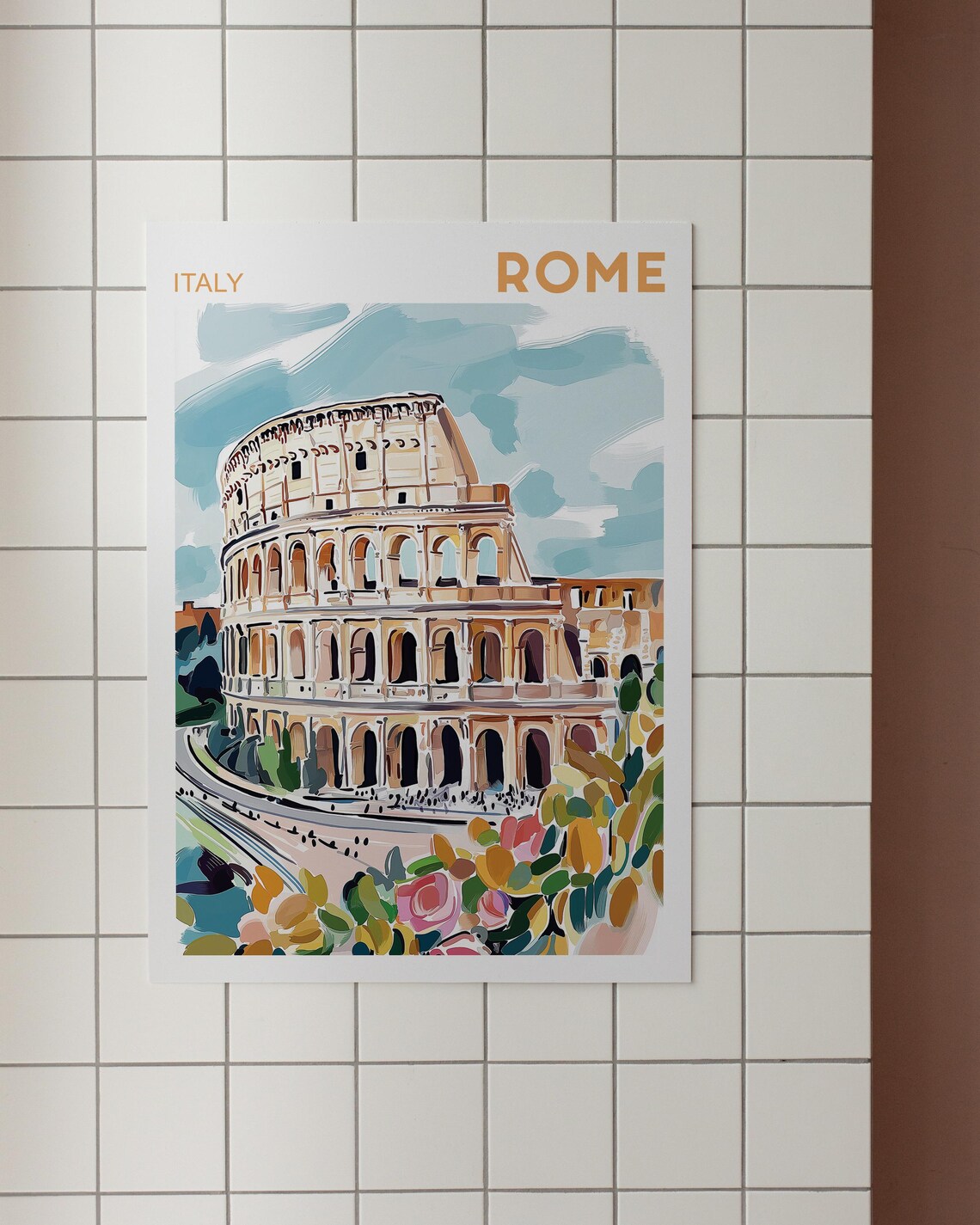 Rome Colosseum Watercolor Painting, Italy Travel Poster - Image 3
