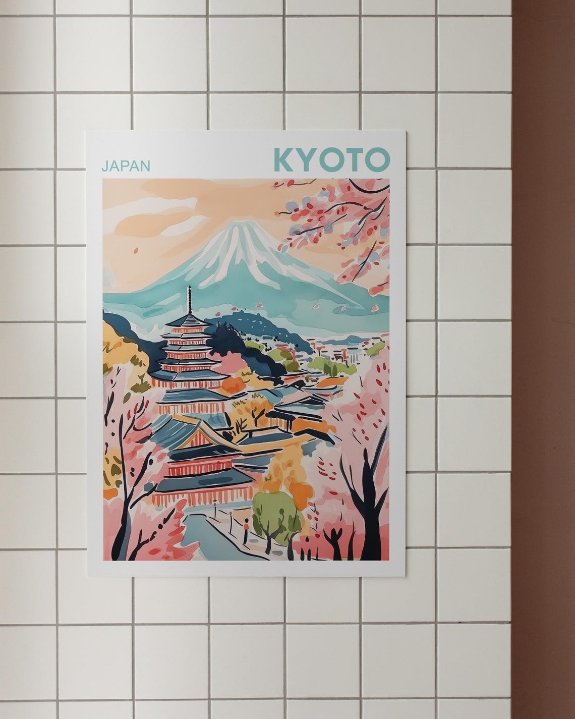 Kyoto Cityscape Watercolor Art Print, Japan - Image 3