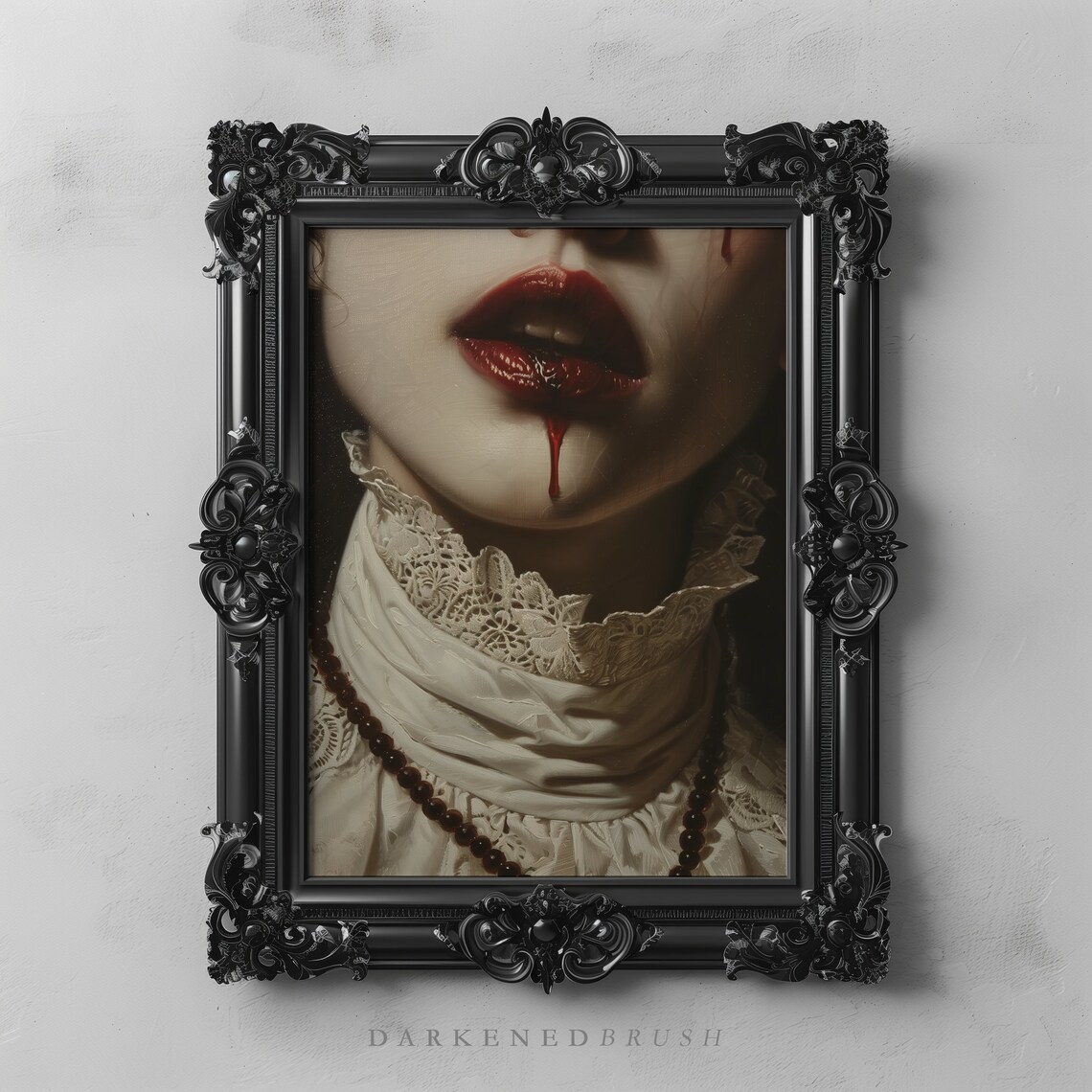 Dark Romance Gothic Vampire Woman Portrait Art Print