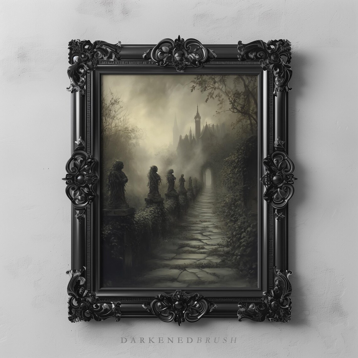 Mystical Ivy Path Gothic Castle Art Print