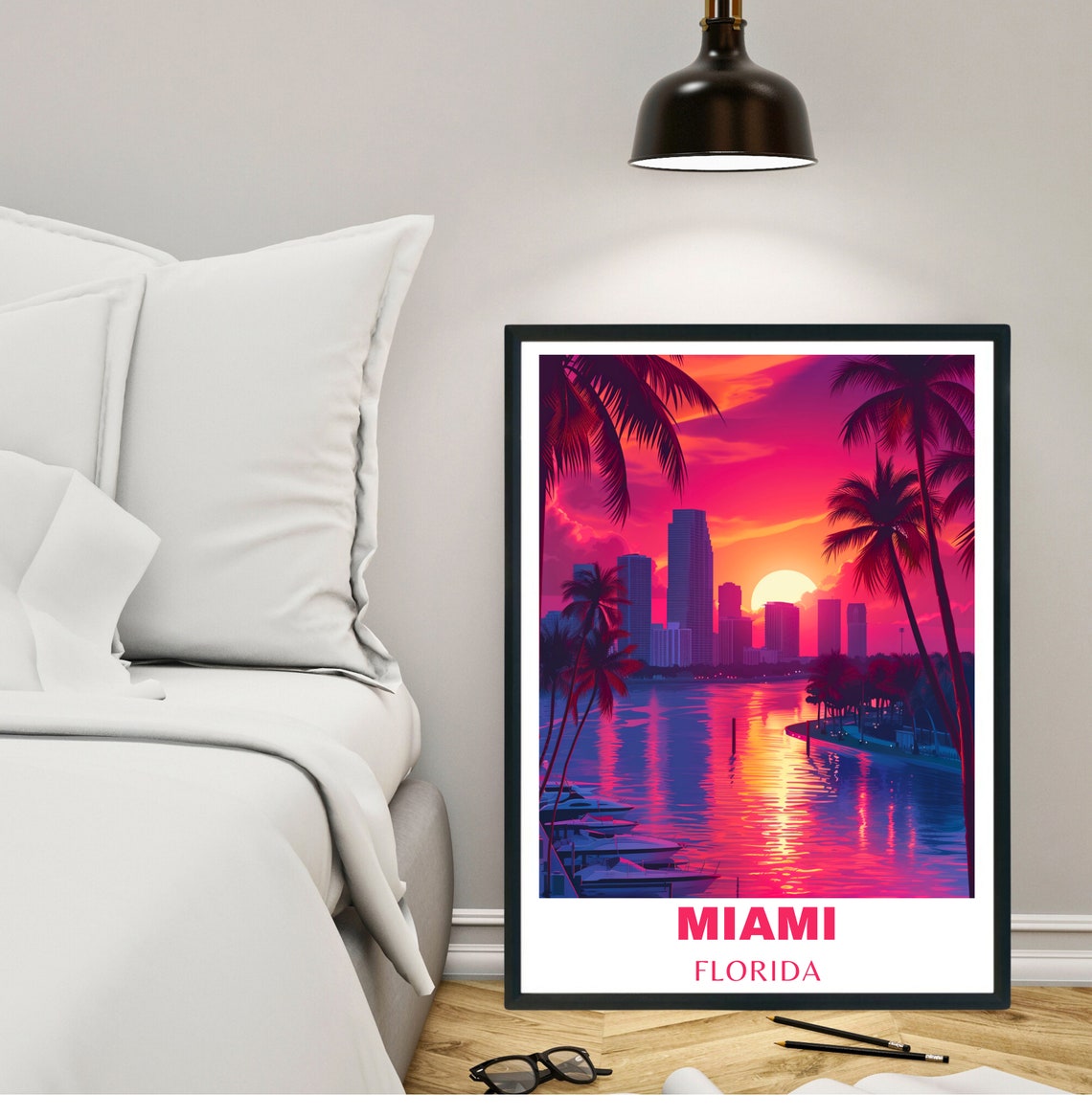 Miami Poster Travel Print Florida Wall Art Miami Travel Poster Print Miami Art Florida Travel Poster Travel Gift - Image 2