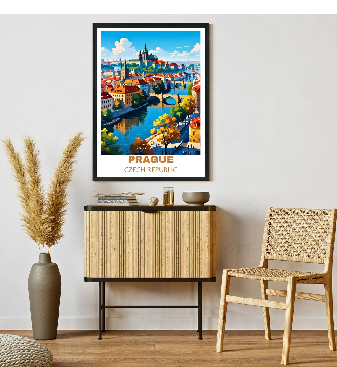 Prague Czech Republic Old Town Vltava River Bridges Travel Poster - Image 2