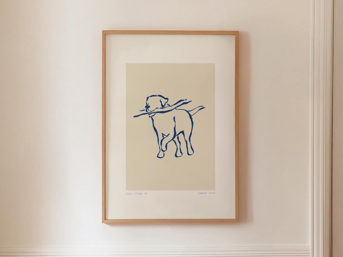 Playful Dog Line Art Minimalist Pet Poster