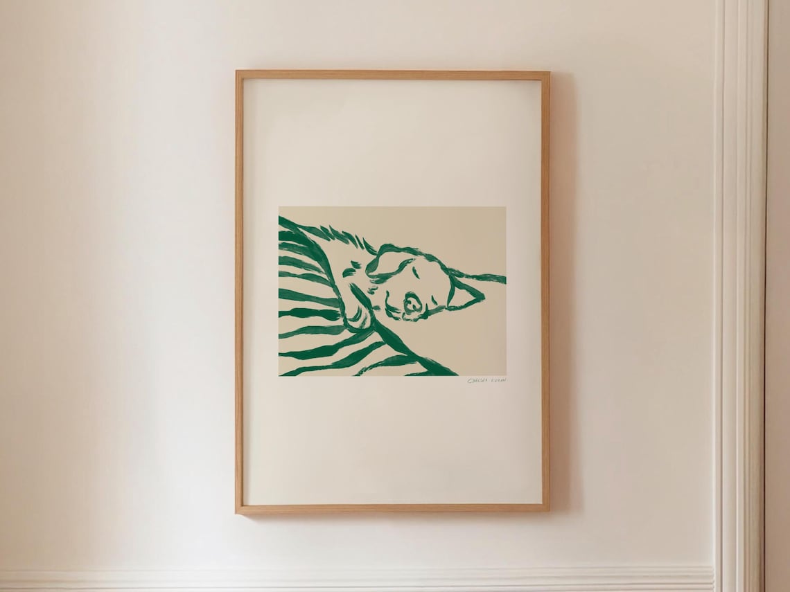 Resting Dog Mid-Century Modern Art Print