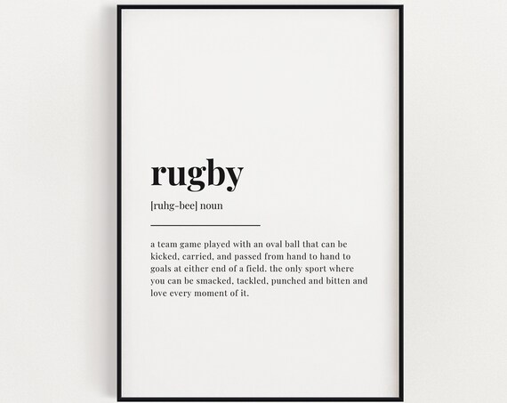Rugby Definition Print, Sports Quote Wall Art