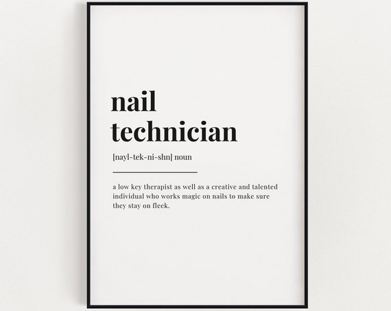 Nail Technician Definition Typography Art Print