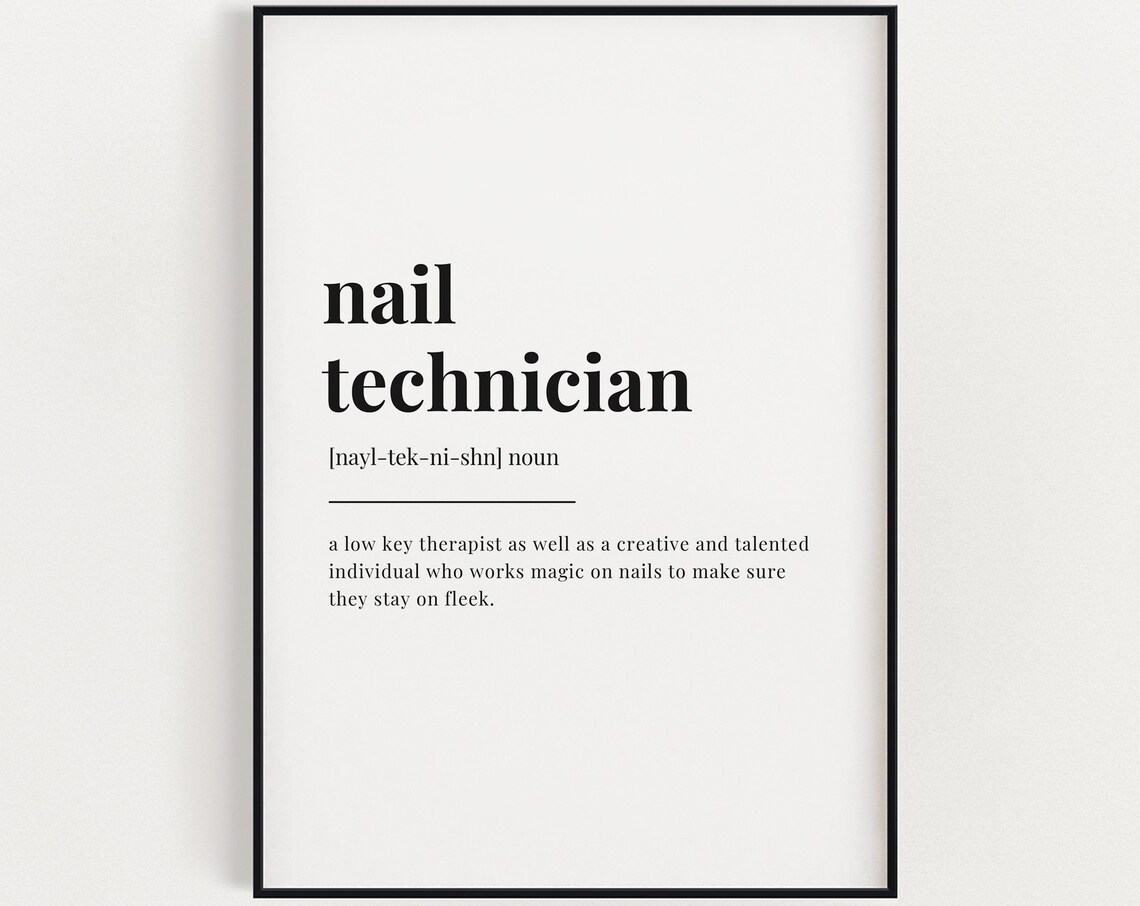 Nail Technician Definition Typography Art Print