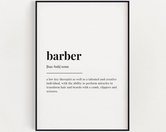 Barber Definition Quote, Typography Wall Art Print