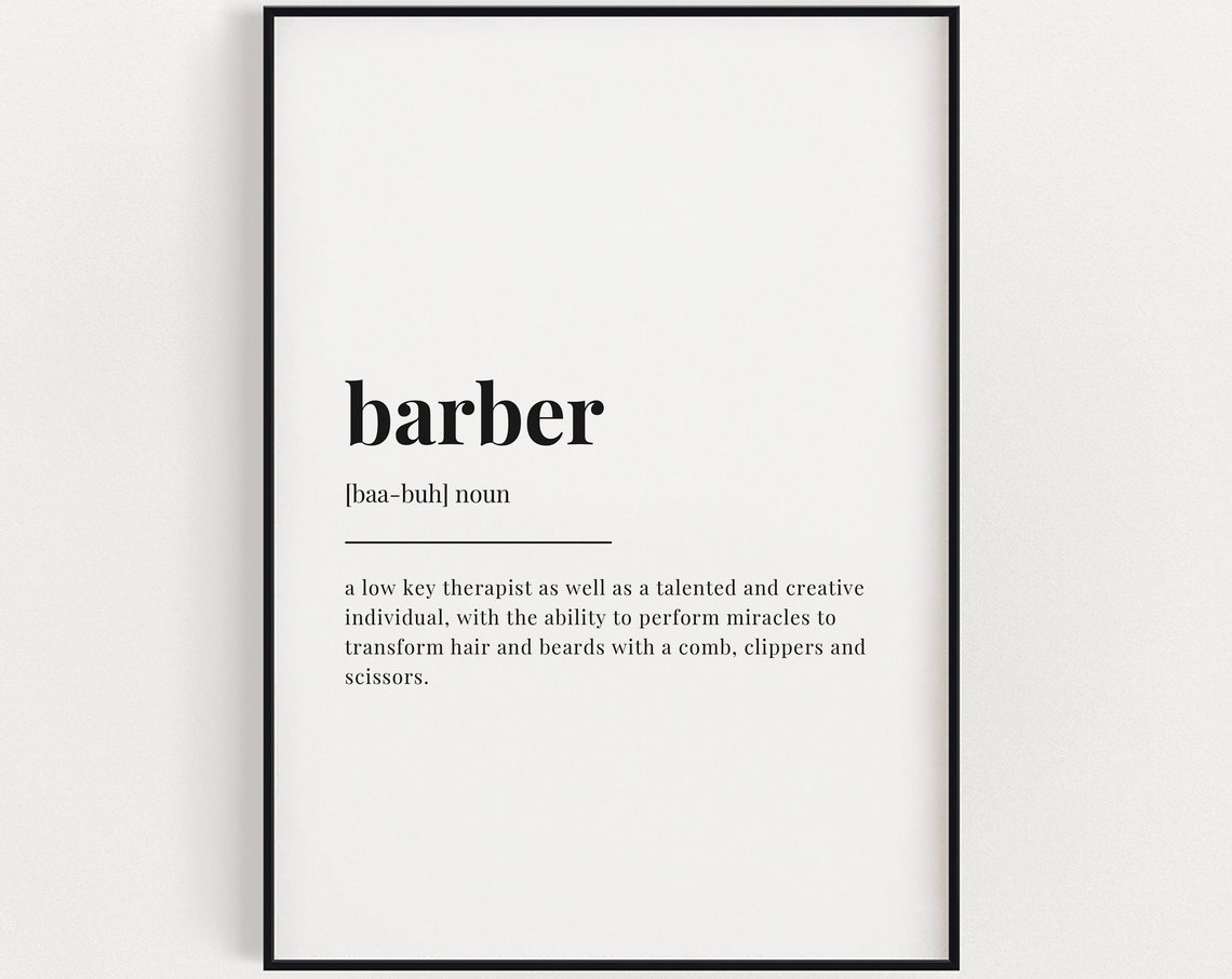 Barber Definition Quote, Typography Wall Art Print