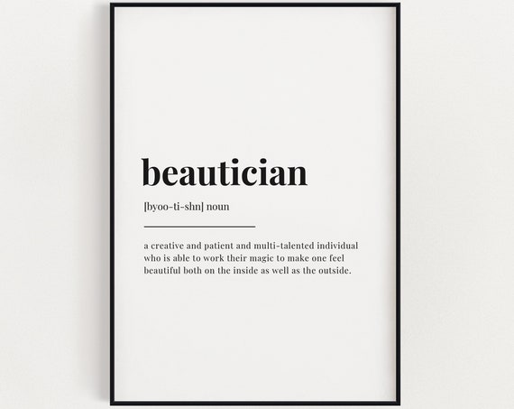 Beautician Definition Quote Art Print, Salon Decor