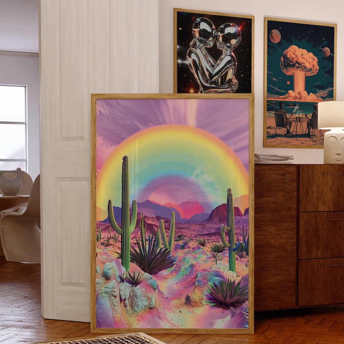 Psychedelic Desert Landscape, 70s Retro Art Print