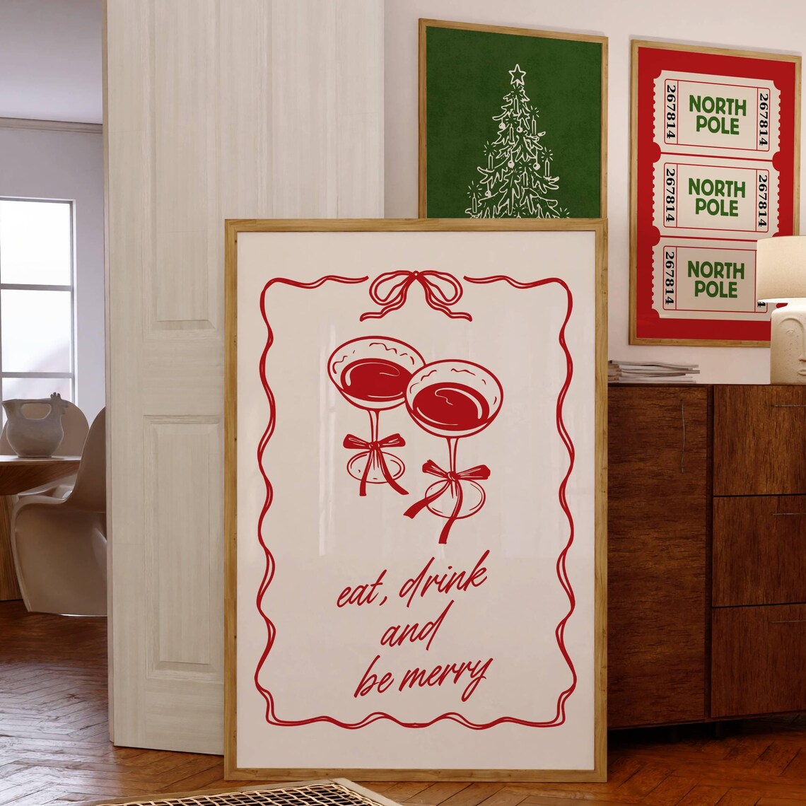 Christmas Bar Cart Eat Drink And Be Merry Art Print