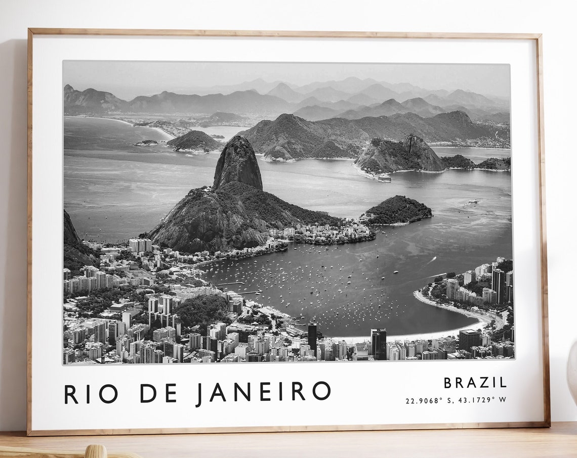 Rio De Janeiro Print Rio De Janeiro Poster Brazil Travel Print Brazilian Print Black And White Travel Poster Travel Art Travel Gift