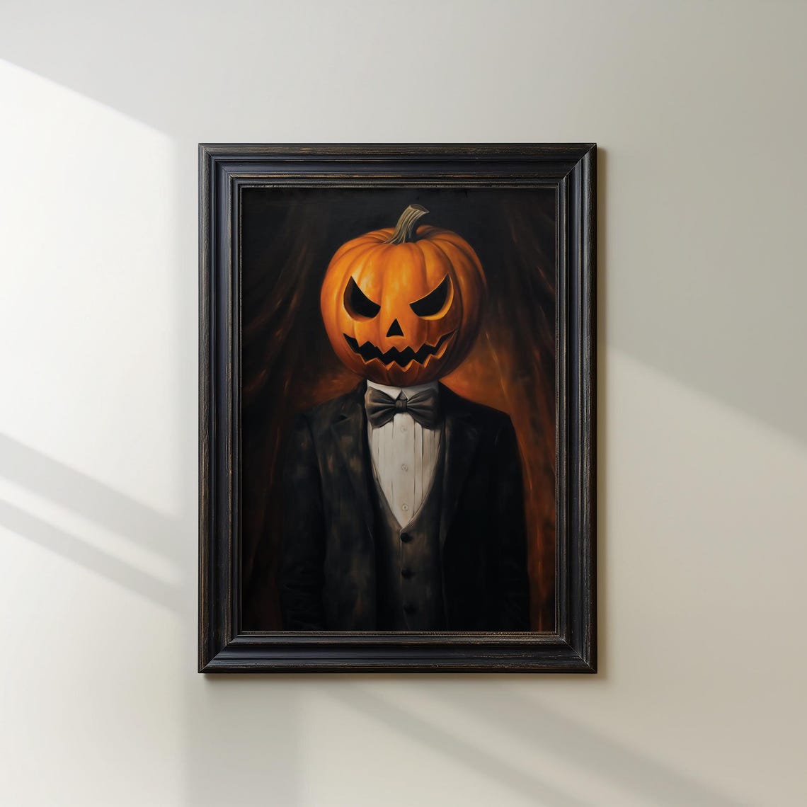 Spooky Jack O Lantern Pumpkin Head Tuxedo Gothic Halloween Poster