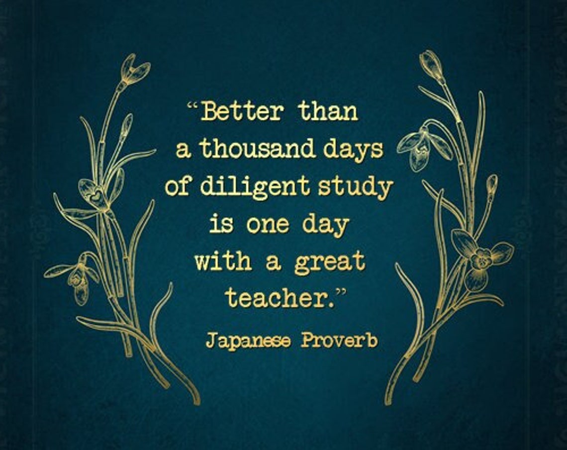 Japanese Proverb Teacher Quote Gold Foil Gift For Educator Wall Art - Image 3