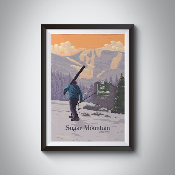 Sugar Mountain North Carolina Travel Poster, Appalachian Mountains